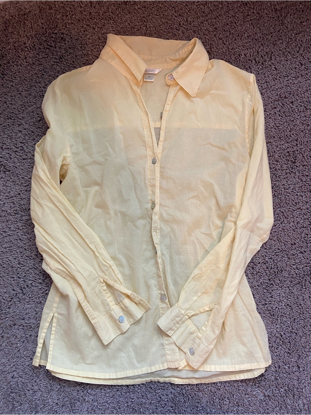 Cottagecore Butter Yellow Cotton  Button Up Shirt Cristopher & Banks